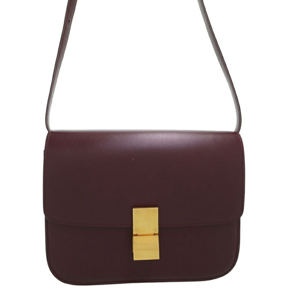 Celine Shoulder Box bag Leather Purple